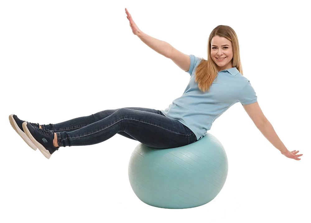 Frei Judit egyensúlyozó gyakorlat fitneszlabdán